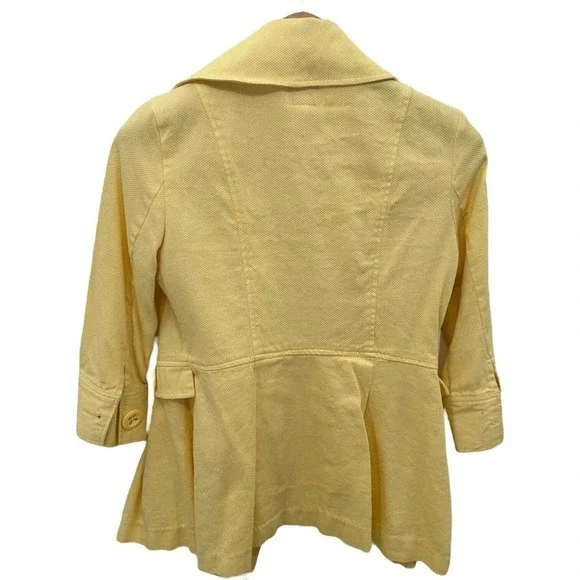 Candie's Yellow 3/4 Sleeve Double Breasted Cotton Blend Pea Coat Size XL - Picture 3 of 5